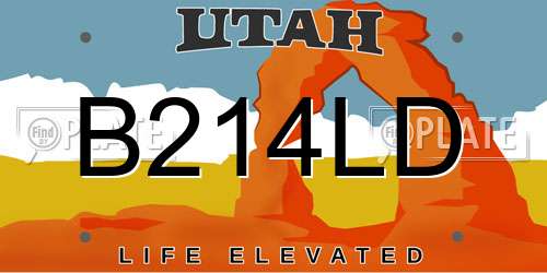 B214LD Utah License Plate