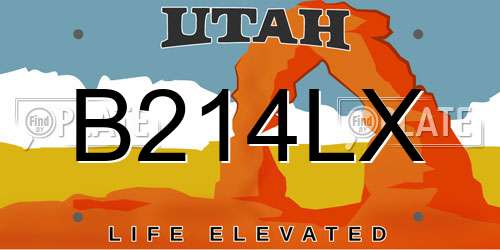 B214LX Utah License Plate