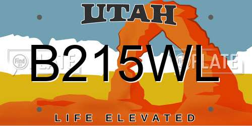B215WL Utah License Plate