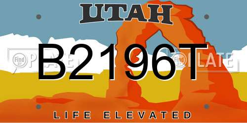 B2196T Utah License Plate