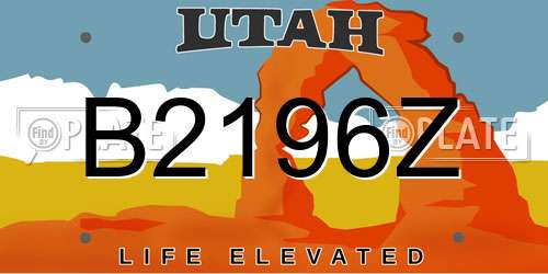 B2196Z Utah License Plate