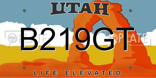 B219GT Utah License Plate