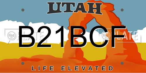 B21BCF Utah License Plate