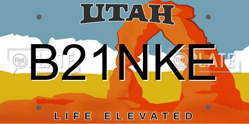 B21NKE Utah License Plate