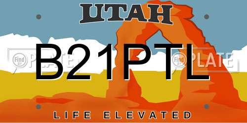 B21PTL Utah License Plate