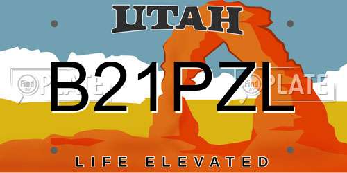 B21PZL Utah License Plate