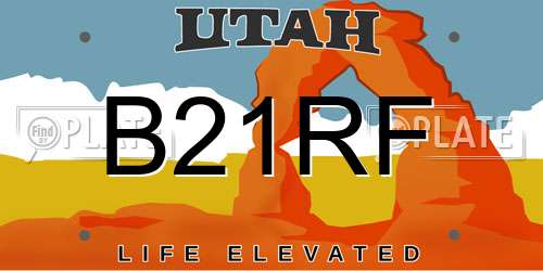 B21RF Utah License Plate