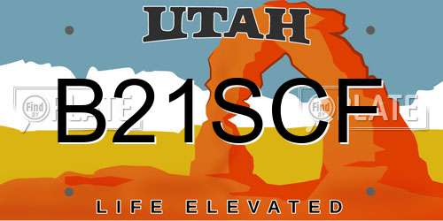 B21SCF Utah License Plate