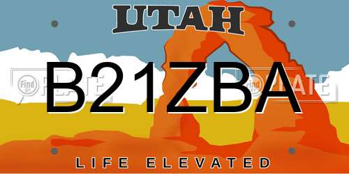 B21ZBA Utah License Plate