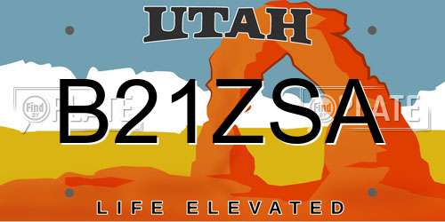 B21ZSA Utah License Plate