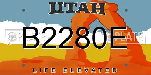 B2280E Utah License Plate
