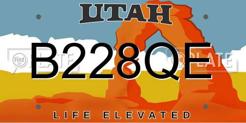 B228QE Utah License Plate