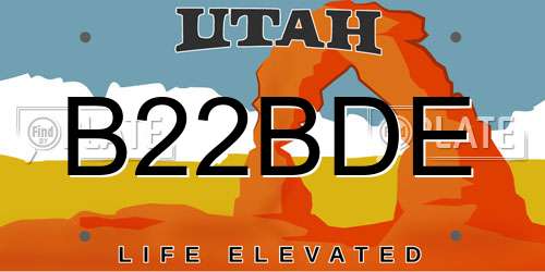 B22BDE Utah License Plate