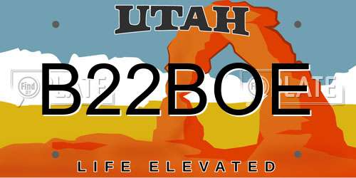 B22BOE Utah License Plate