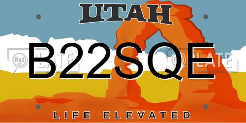 B22SQE Utah License Plate