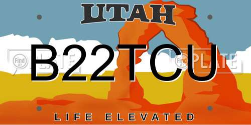 B22TCU Utah License Plate