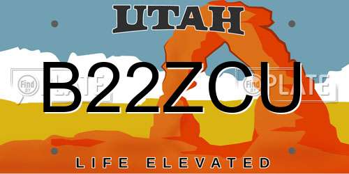 B22ZCU Utah License Plate
