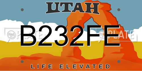B232FE Utah License Plate