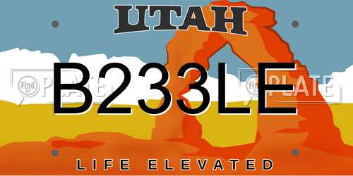B233LE Utah License Plate