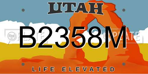 B2358M Utah License Plate