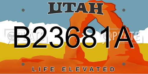 B23681A Utah License Plate