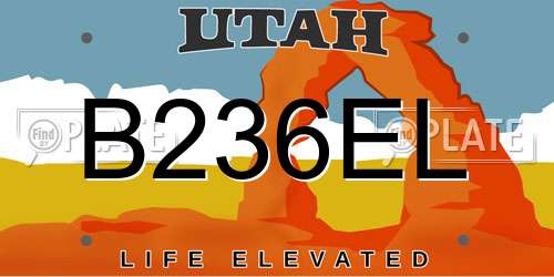 B236EL Utah License Plate