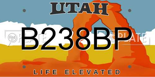 B238BP Utah License Plate