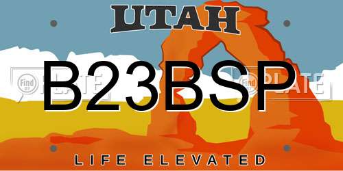 B23BSP Utah License Plate