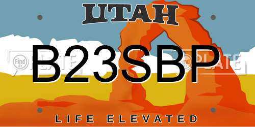 B23SBP Utah License Plate