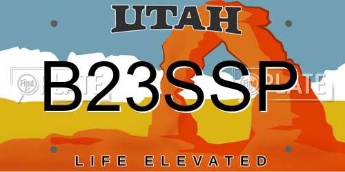 B23SSP Utah License Plate