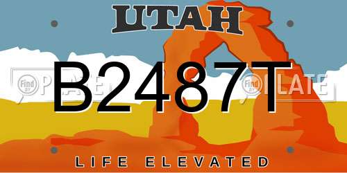 B2487T Utah License Plate