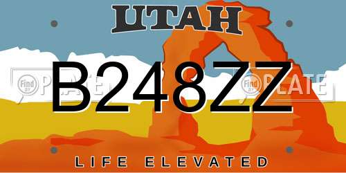 B248ZZ Utah License Plate