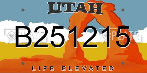 B251215 Utah License Plate