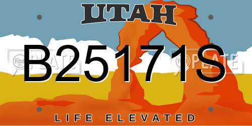 B25171S Utah License Plate