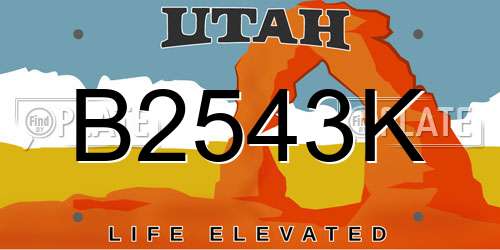 B2543K Utah License Plate