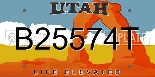 B25574T Utah License Plate