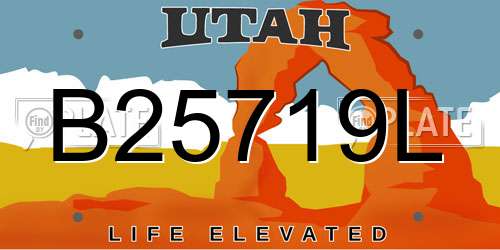 B25719L Utah License Plate