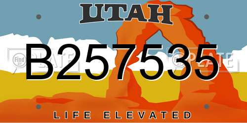 B257535 Utah License Plate