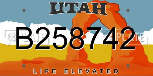 B258742 Utah License Plate