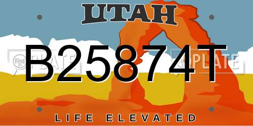 B25874T Utah License Plate