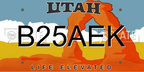 B25AEK Utah License Plate