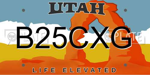 B25CXG Utah License Plate