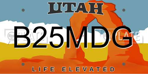 B25MDG Utah License Plate