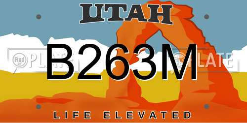 B263M Utah License Plate