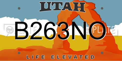 B263NO Utah License Plate