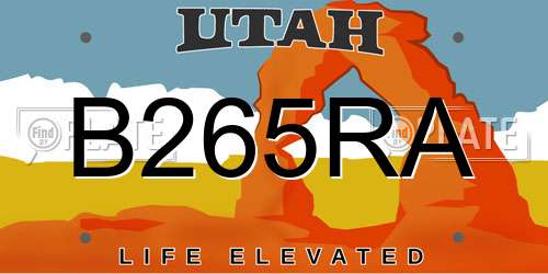 B265RA Utah License Plate