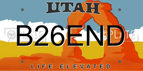 B26END Utah License Plate