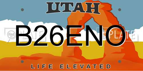 B26ENO Utah License Plate