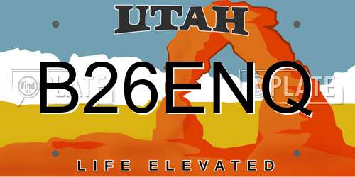 B26ENQ Utah License Plate