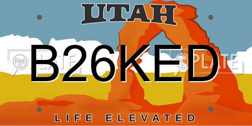 B26KED Utah License Plate